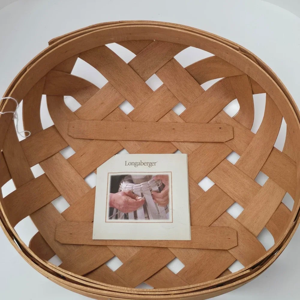 Longaberger Large Catch All Basket 2006 Navy Blue Liner Protector Brown Woven